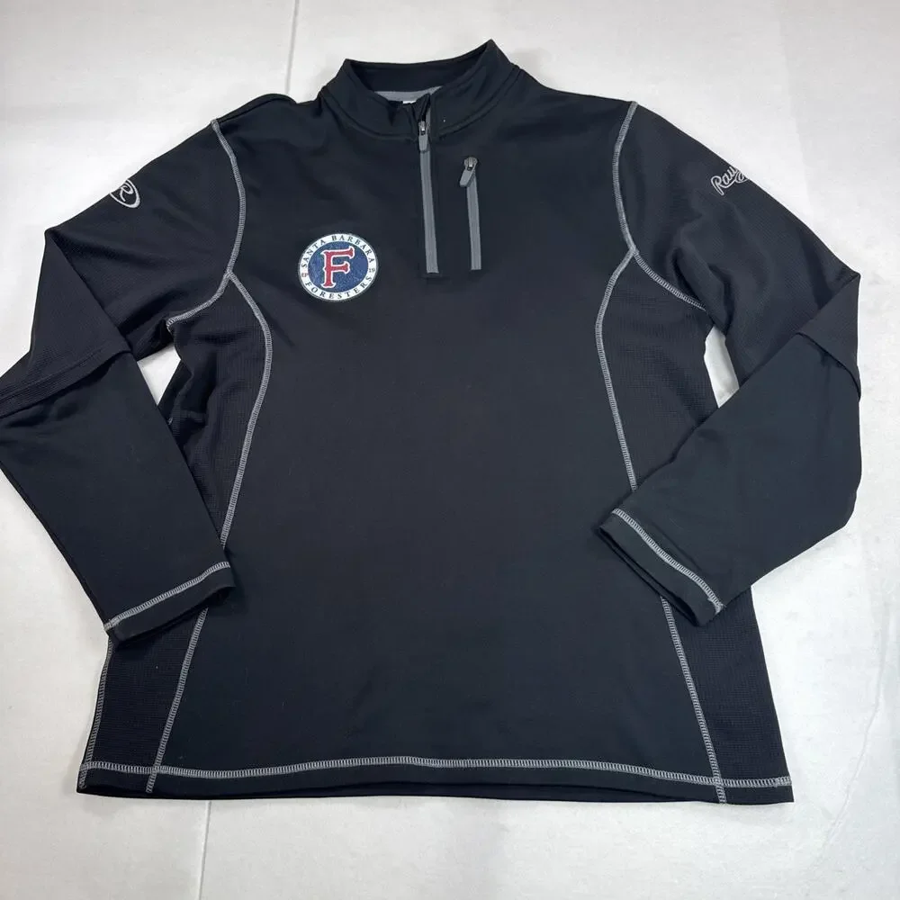 Rawlings 1/4 Zip Pullover Long Sleeve Jacket Adult Large Black Wind Rain
